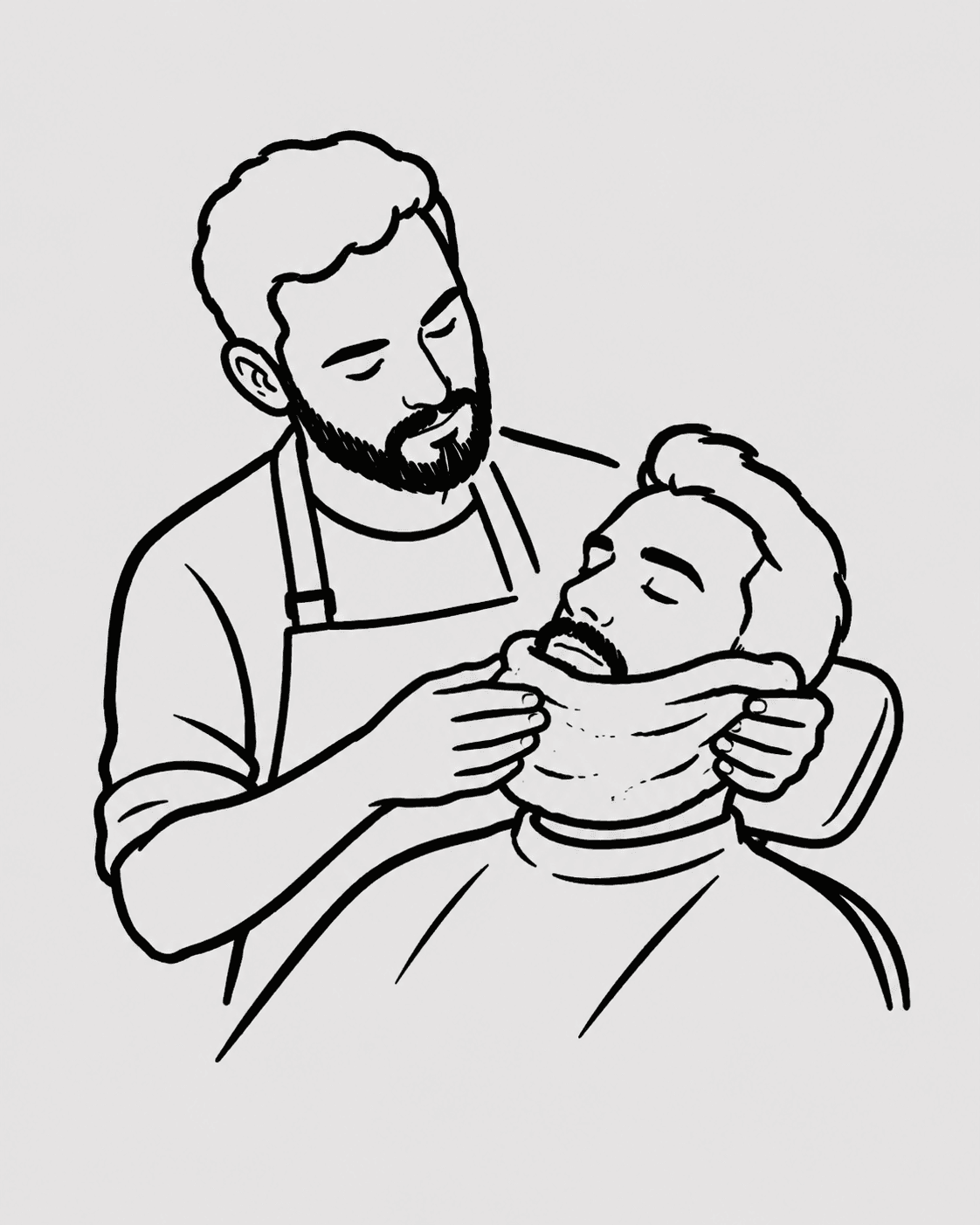Illustrazione del servizio barba con panno caldo