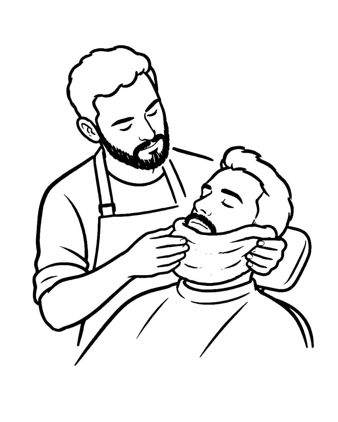 Illustrazione del trattamento barba con panno caldo