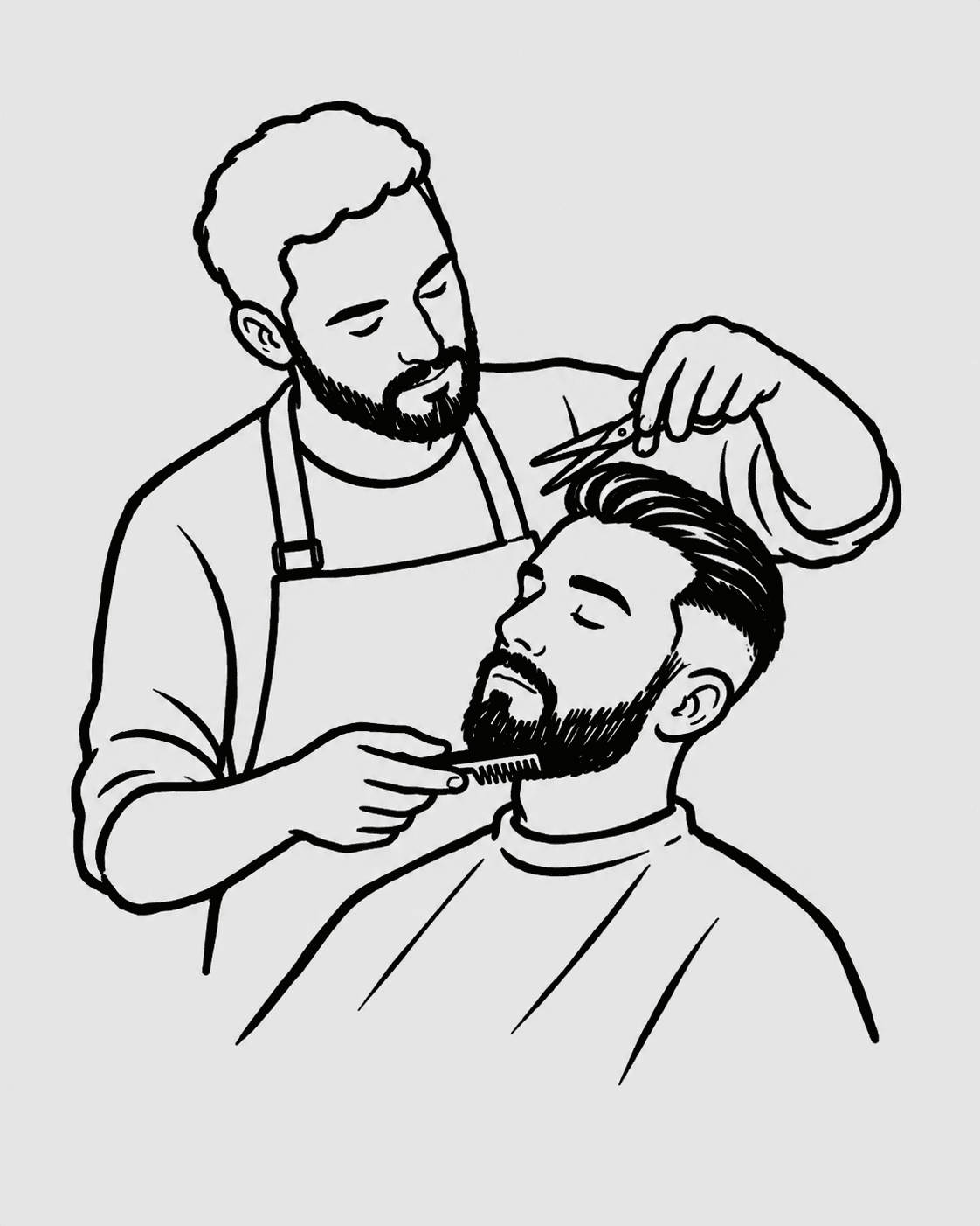 Illustrazione del servizio taglio capelli e barba