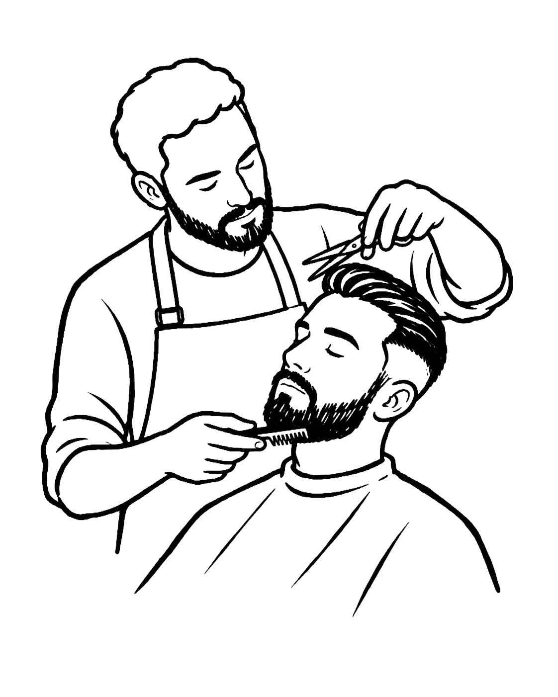 Illustrazione del servizio completo taglio e barba